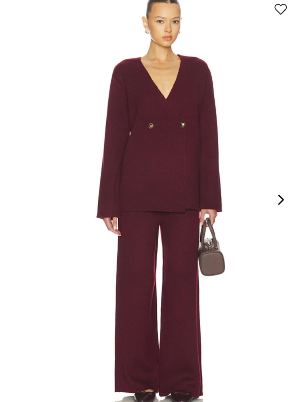 SEROYA 2 Piece Matching Elevated Knit Set - Sweater & Wide Leg Pants Pinot XS/S